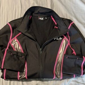 Fila Women's Black Jacket with Pink Accents sz medium
